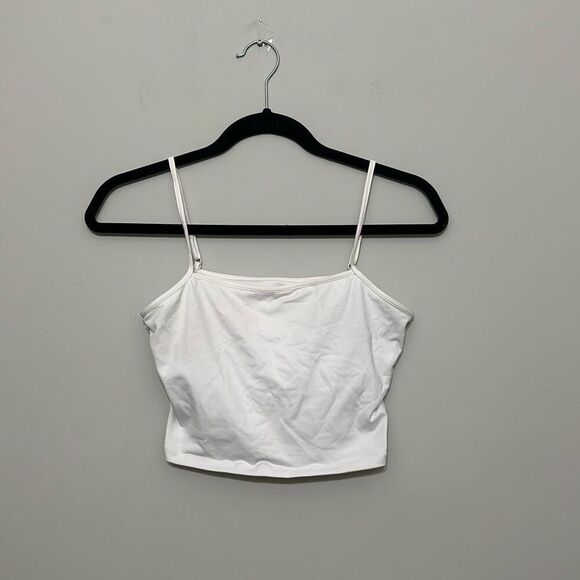 Alo Yoga Womens White Admire Tank Square Neck Spaghetti Strap Crop Top Small - Picture 1 of 5